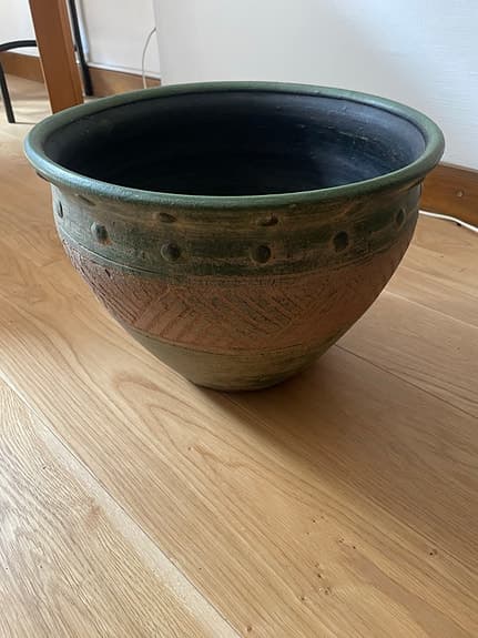 Stor kruka i keramik grön/brun