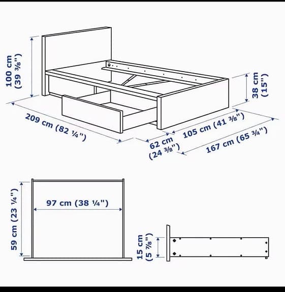 IKEA säng med förvaring 90x200 vit