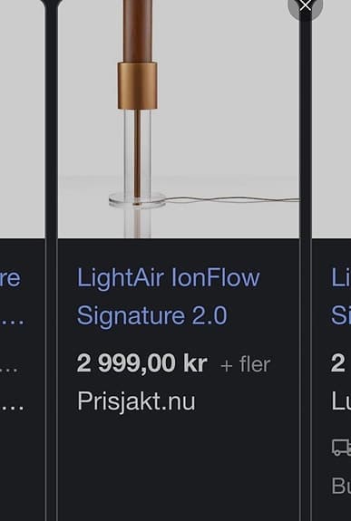 Två styck. LightAir IonFlow Signature 2.0 luftrenare