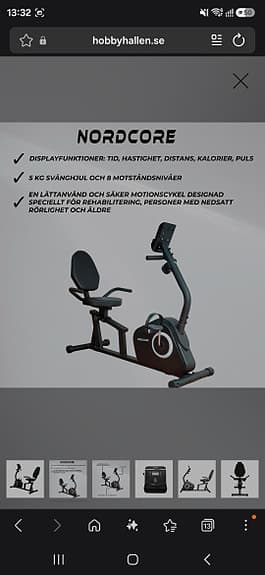 Nordcore Motionscykel RB 500 nypris 2999 säljes för 1200