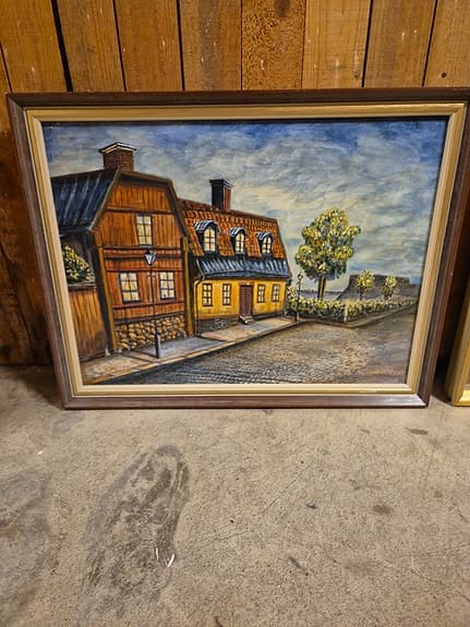 Retro  tavla med stadsmotiv ca 60x50 cm
