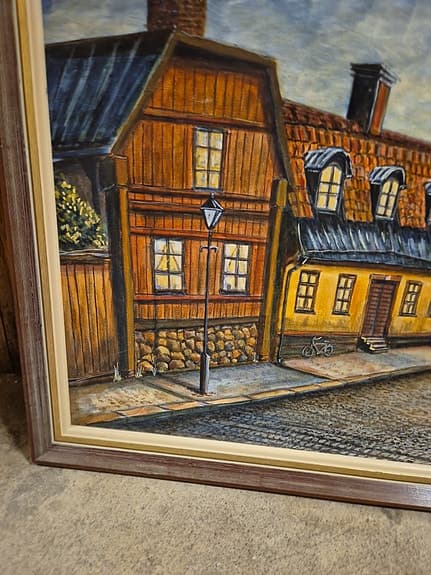 Retro  tavla med stadsmotiv ca 60x50 cm
