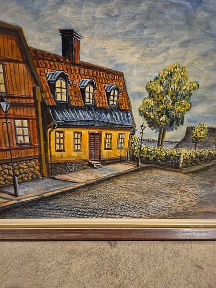 Retro  tavla med stadsmotiv ca 60x50 cm