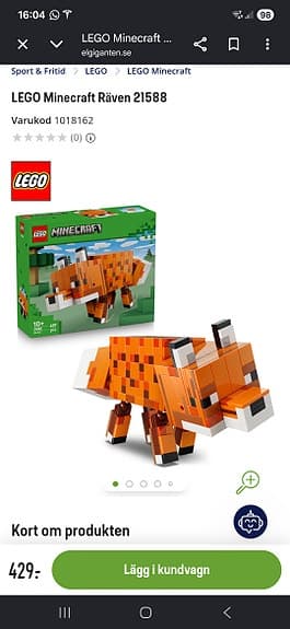 LEGO Minecraft räv byggset 497 bitar