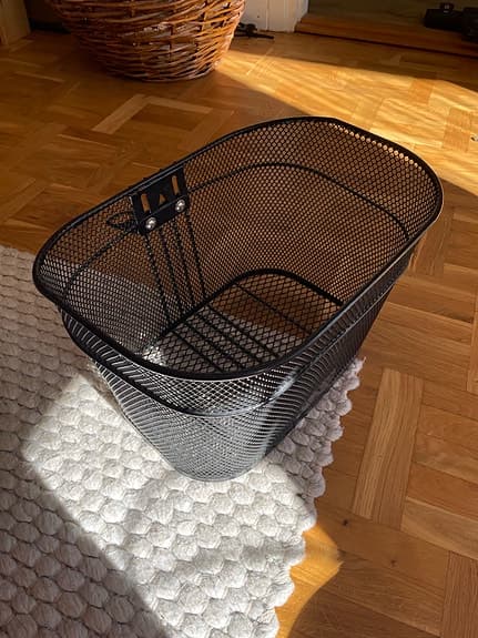 Svart cykelkorg i metall