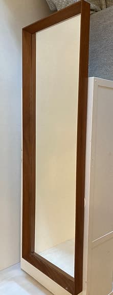 Stor väggspegel i teak – skandinavisk design, retro/vintage (120 × 39 cm)