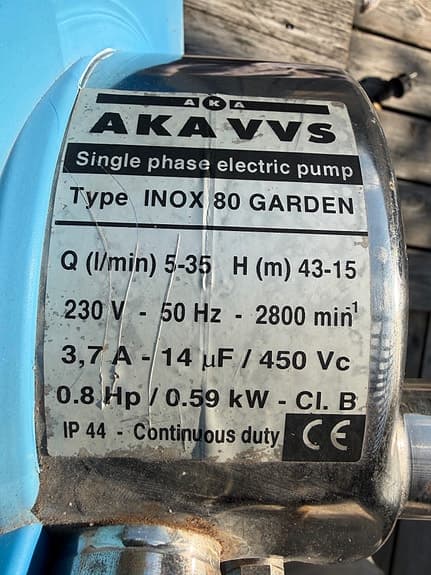 AKA VVS INOX 80 GARDEN trädgårdspump (enfas)