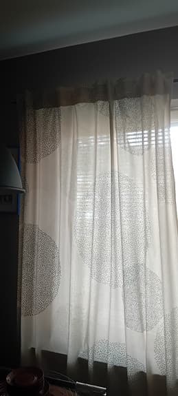 Gardiner IKEA 2 st, Grå/beige/prickmönster med veckband 145/250 cm