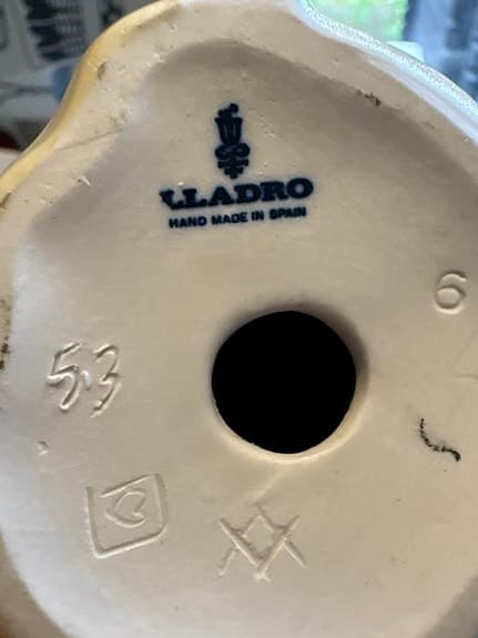 Lladró- Tidig modell ca 1965–1970 Flicka med hatt, handgjord i Spanien