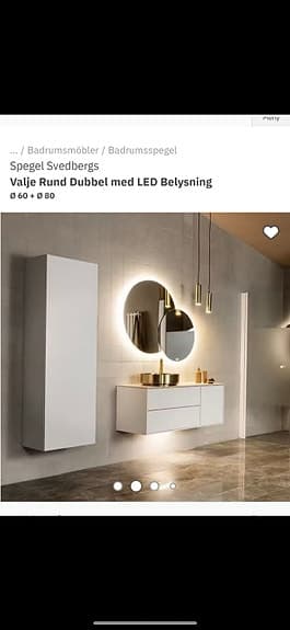 Ny dubbelspegel I kartong med inbyggd belysning från Svedbergs