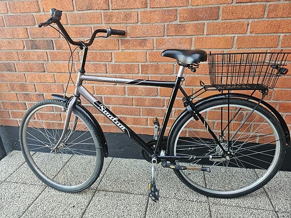 Stadium herrcykel svart/grå med korg