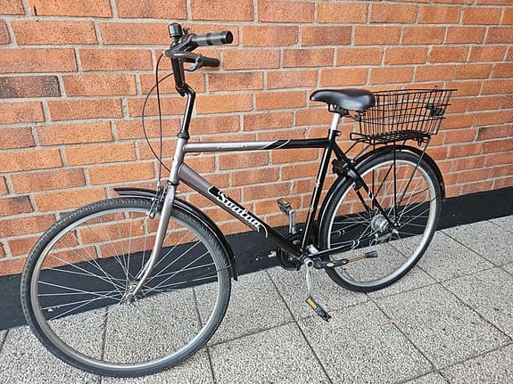 Stadium herrcykel svart/grå med korg