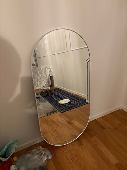 IKEA spegel oval vit ram / vit spegel / helkroppsspegel