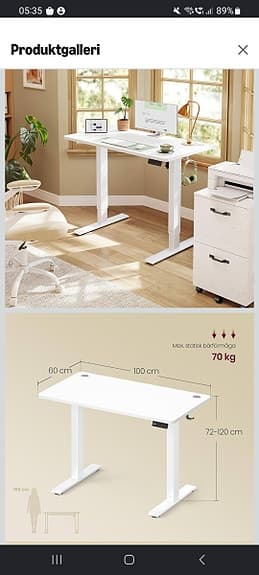 Höj- och sänkbart skrivbord vit elektriskt