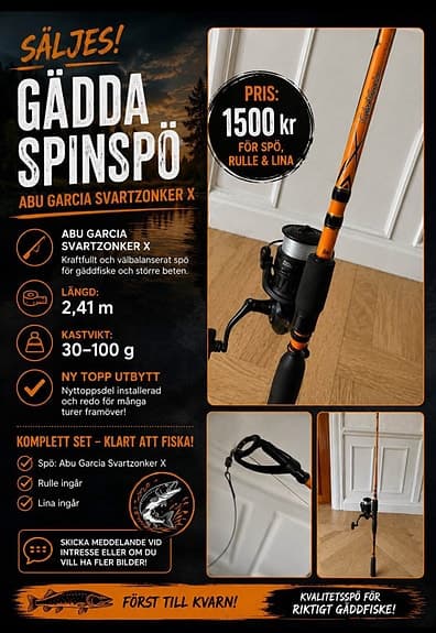 Abu Garcia Svartzonker X Gäddspö 2,41 m 30–100 g orange