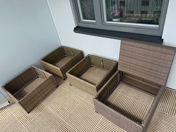 IKEA SOLLERÖN Loungesoffa/Modulsoffa för uteplats – 4 moduler med dynor