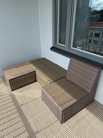 IKEA SOLLERÖN Loungesoffa/Modulsoffa för uteplats – 4 moduler med dynor