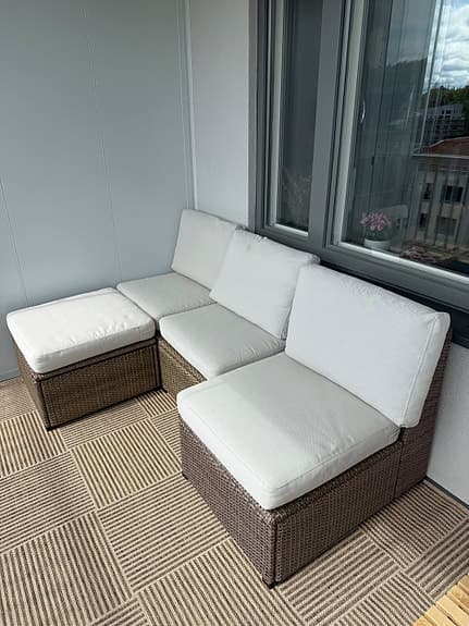IKEA SOLLERÖN Loungesoffa/Modulsoffa för uteplats – 4 moduler med dynor