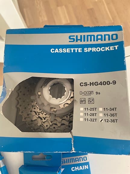 Shimano CS-HG400-9 kassett och CN-HG53 kedjor 9-delat