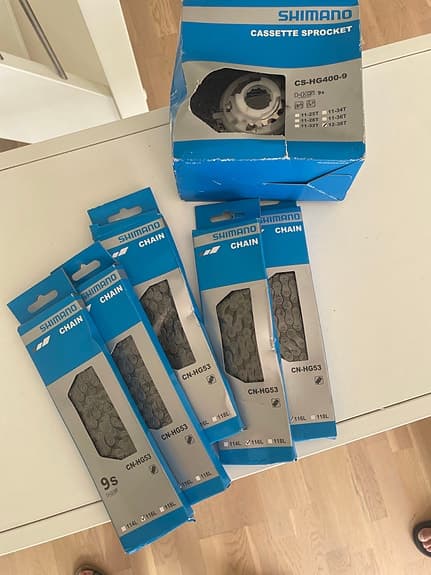 Shimano CS-HG400-9 kassett och CN-HG53 kedjor 9-delat