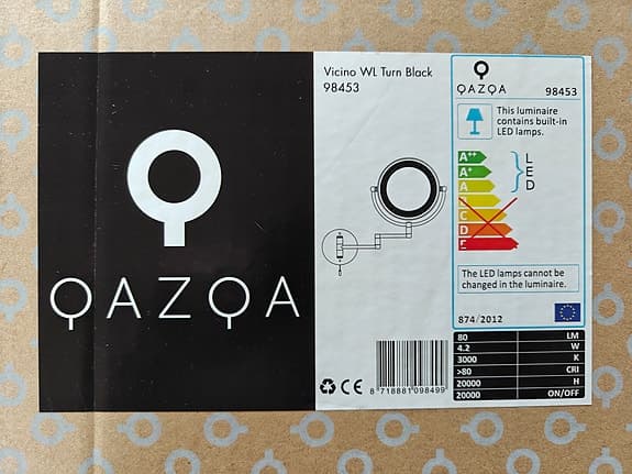 QAZQA Vicino WS Turn väggspegel med LED-belysning svart