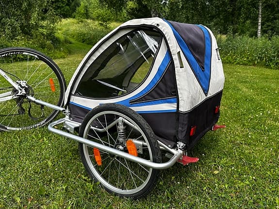 Cykelvagn för 2 barn blå/svart