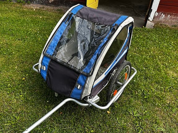 Cykelvagn för 2 barn blå/svart