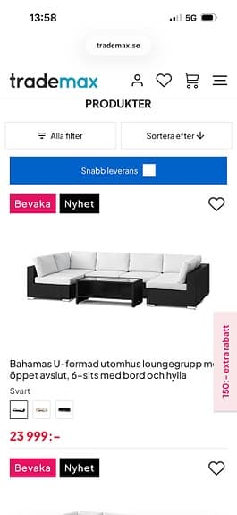 Helt nya utomhusmöbler setet 12999kr. Stolarna 999kr st.