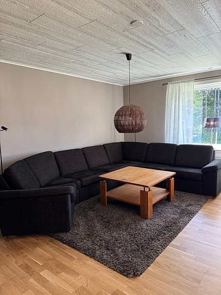 Hörnsoffa Ekbord och Ryamatta