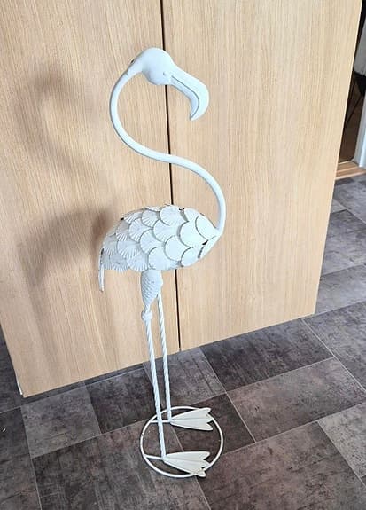 FLAMINGO TRÄDGÅRD VÄXTER KRUKA RETRO VINTAGE PLÅT