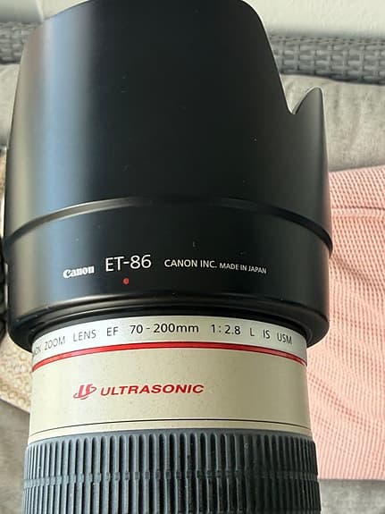 Canon EF 70-200 mm f/2,8 L IS USM med Manfrotto 685B monostativ och snabblås.