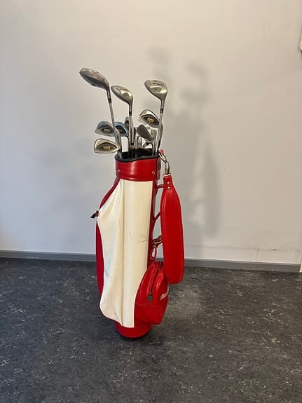 EXP golfklubbor med bag röd/vit