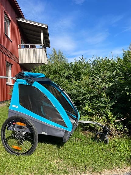 Thule coaster XT cykelvagn blå för 2 barn