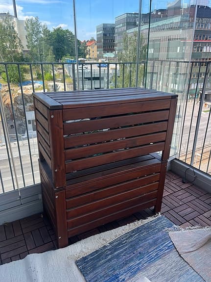Trädgårdsstol samt två förvaringslådor, IKEA Äpplarö