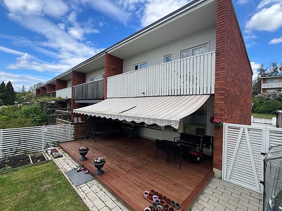 Markis randig terrassmarkis beige/brun