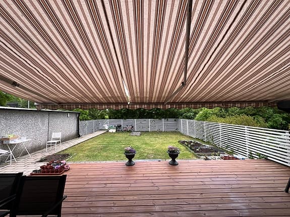 Markis randig terrassmarkis beige/brun