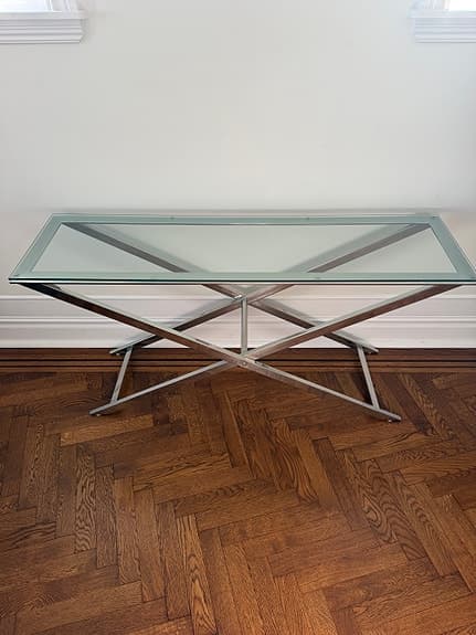 Sido-/konsolbord med glasskiva och metallunderrede