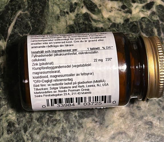 Solgar Zinc Picolinate 22 mg – 100 tabletter