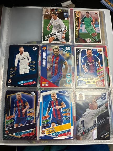 Match Attax fotbollskort Messi & Ronaldo samling