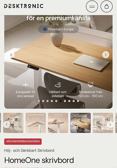 Höj o sänkbart skrivbord från DESKTRONIC