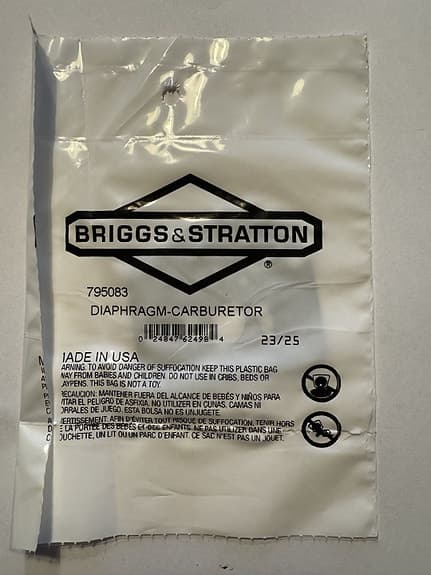 Briggs & Stratton original Förgasarmembran 795083 till gräsklippare