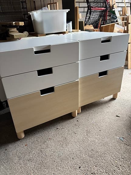 IKEA Småstad / Platsa byrå med lådor vit/björk 2 st