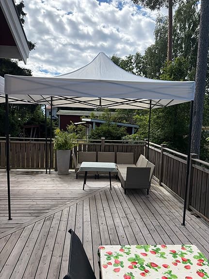 Vit partytält/paviljong för altan eller trädgård