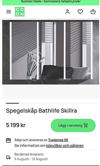 Nytt Bathlife Skillra spegelskåp