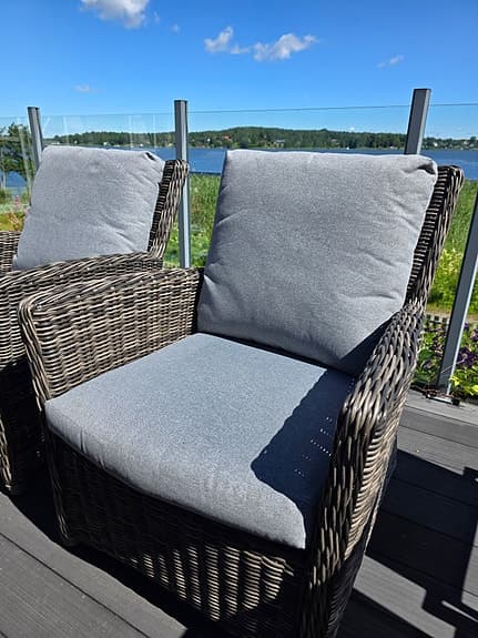Konstrotting loungeset med soffa, fåtöljer och bord grå