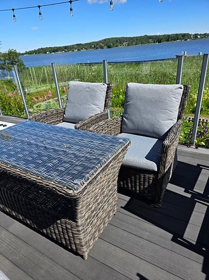 Konstrotting loungeset med soffa, fåtöljer och bord grå