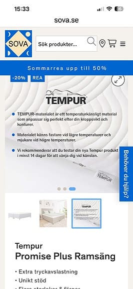TEMPUR ramsäng grå