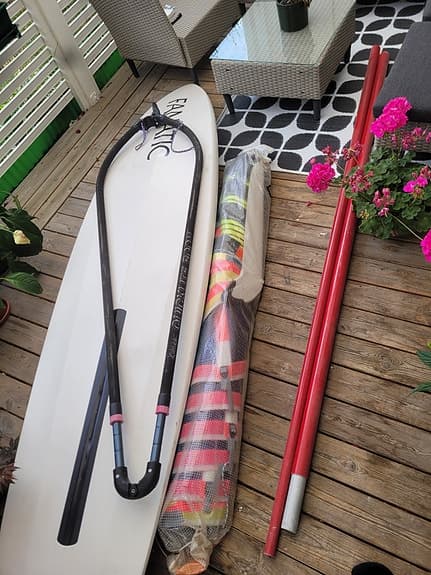 Fanatic 160L vindsurfingbräda med mast, segel bom etc