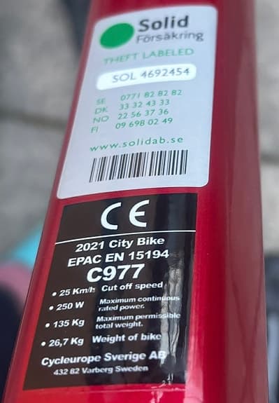 Crescent elcykel dam 28" M röd