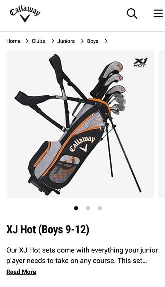 Callaway XJ Hot golfset junior 9-12 år med bag